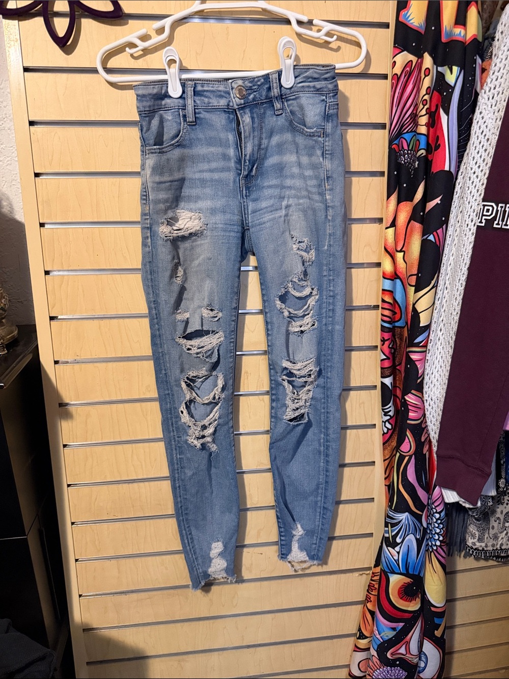 American Eagle Outfitters Light Blue Ripped Skinny Jeans